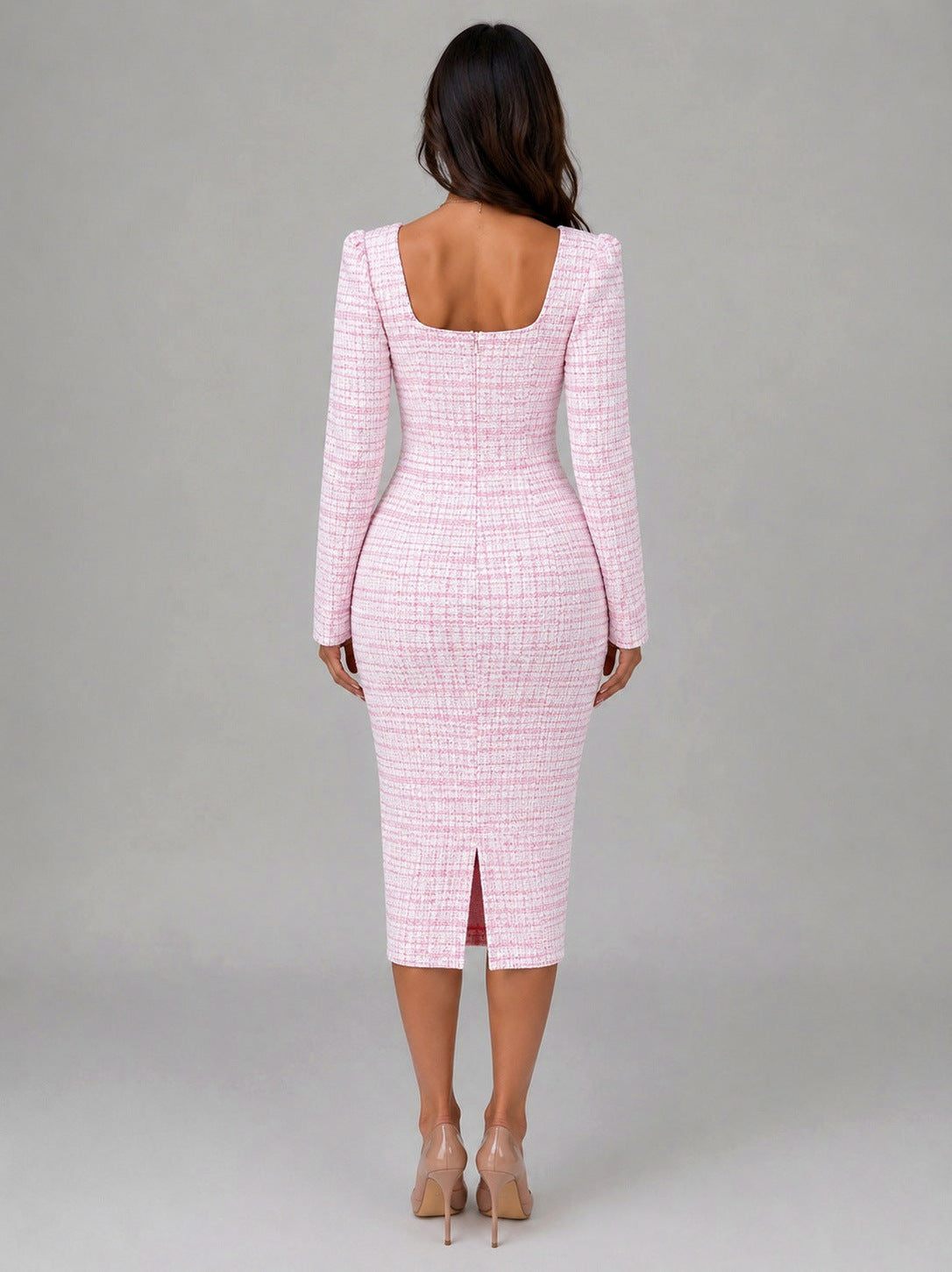 Tweed Cropped Jacket and Midi Dress Set