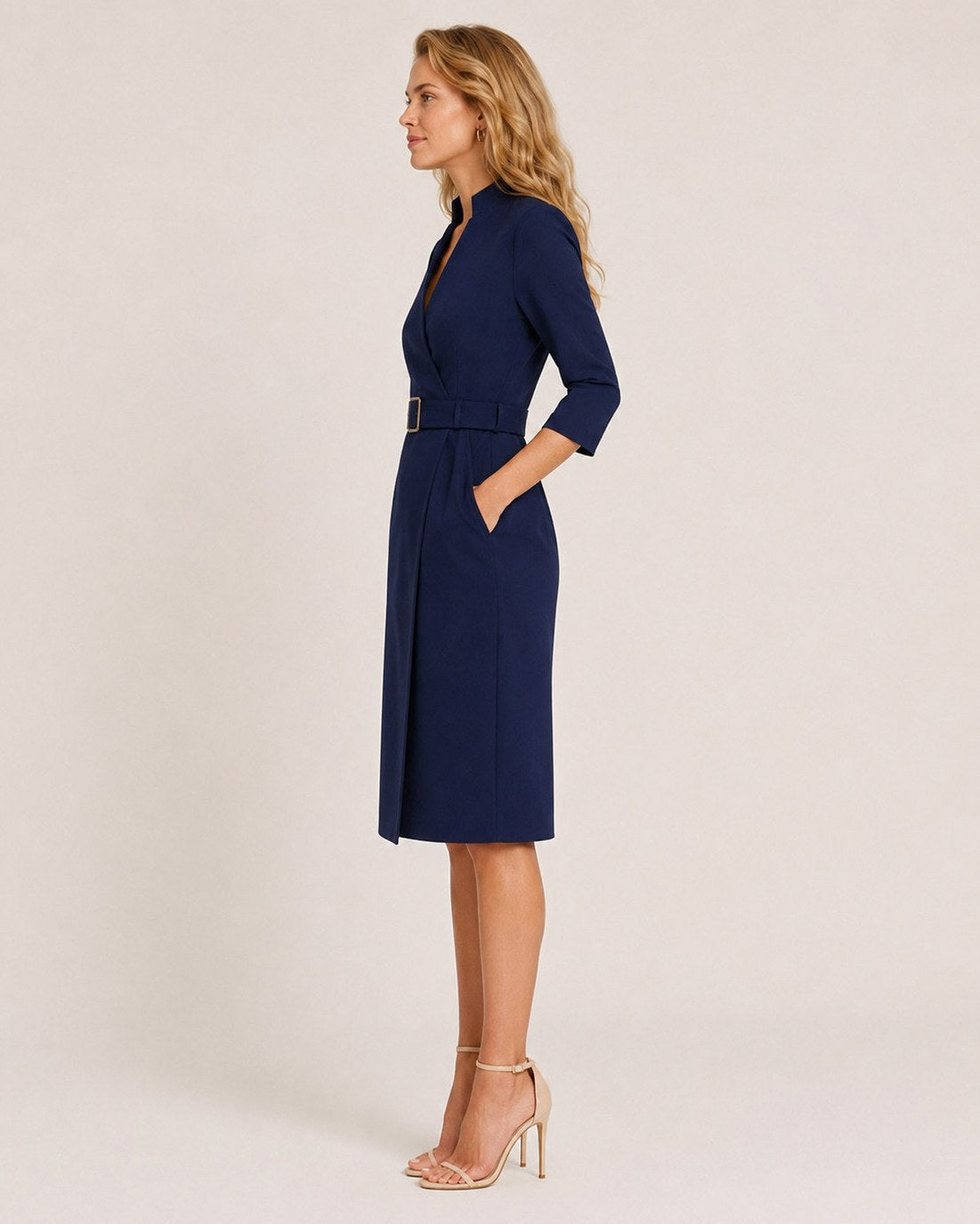 Belted Wrap Midi Dress