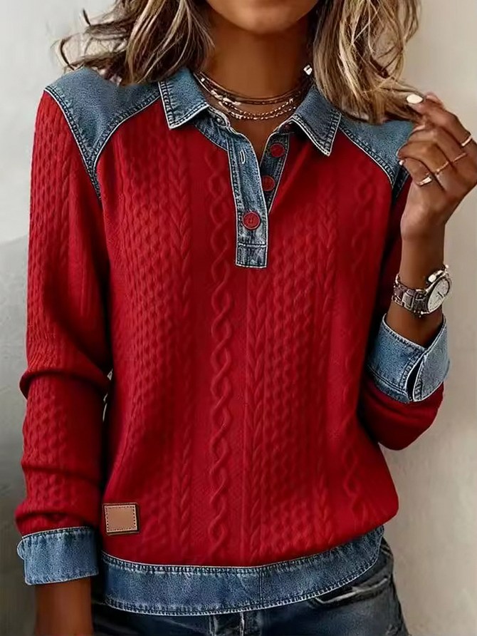 Cable Knit Half Button Long Sleeve Sweater