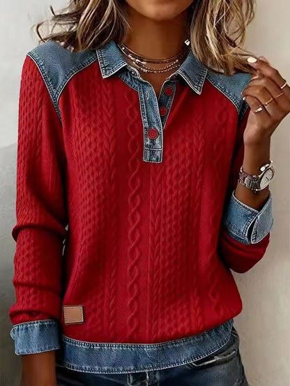 Cable Knit Half Button Long Sleeve Sweater