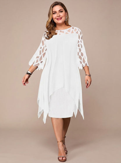 Chiffon Cutout 3/4 Sleeve Dress