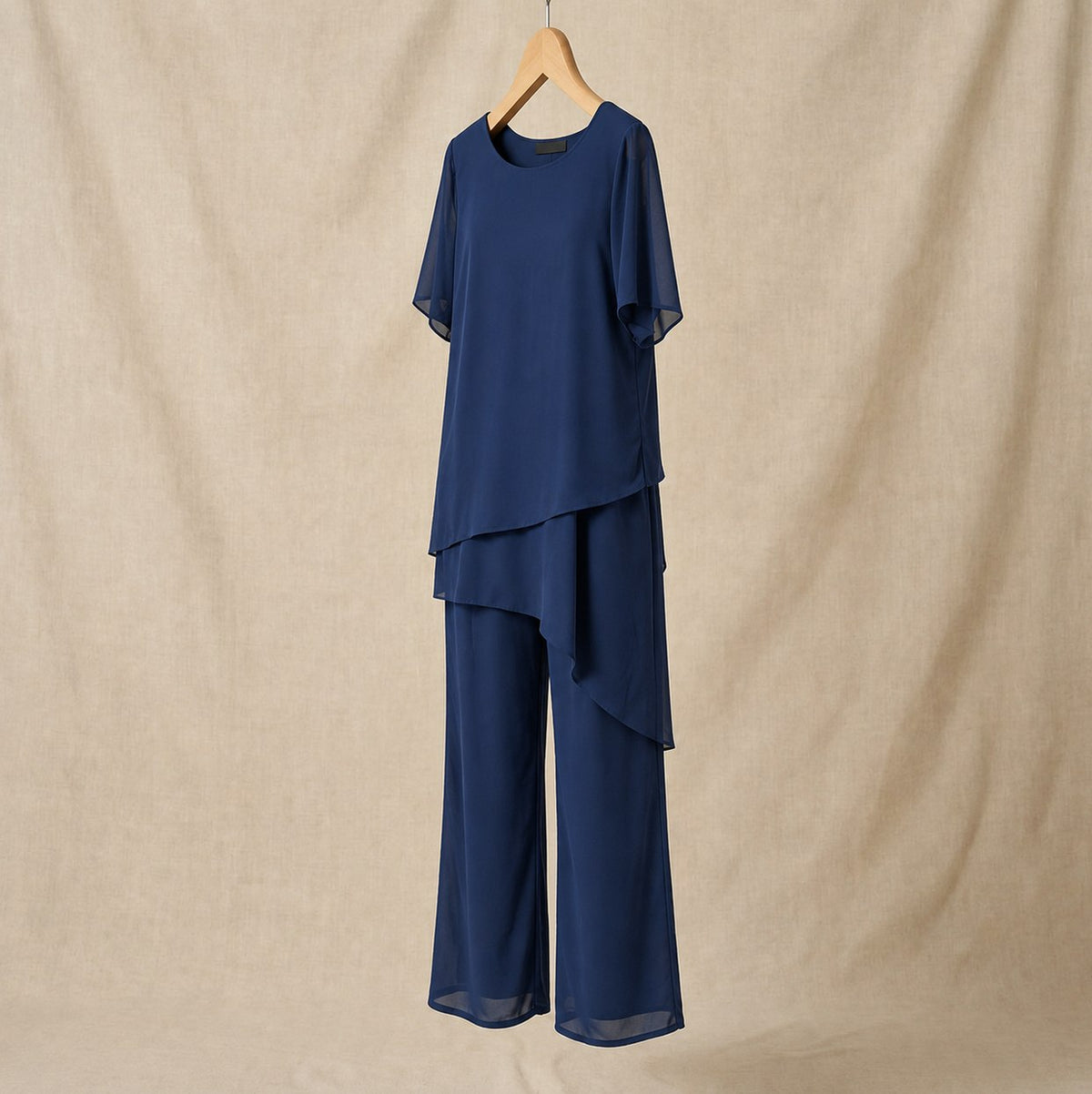 Chiffon Layered Short Sleeve Two Piece Set