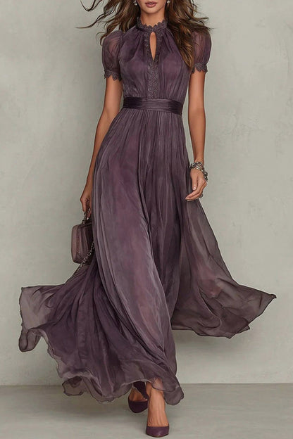 Chiffon Puff Sleeve Maxi Dress