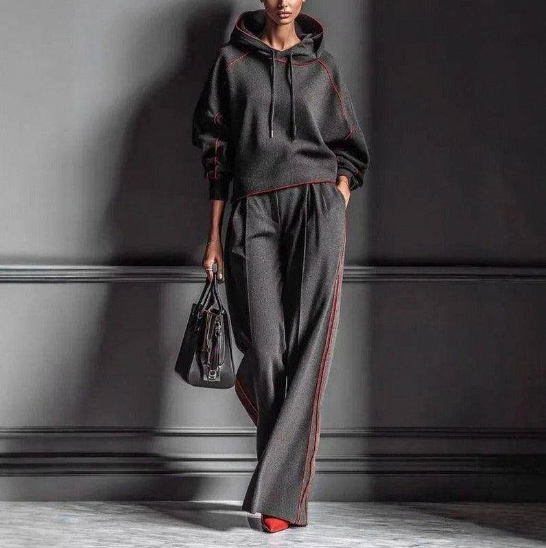 Contrast Trim Hooded Matching Set