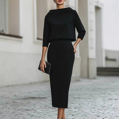 Crepe Off Shoulder Midi Two Piece Set