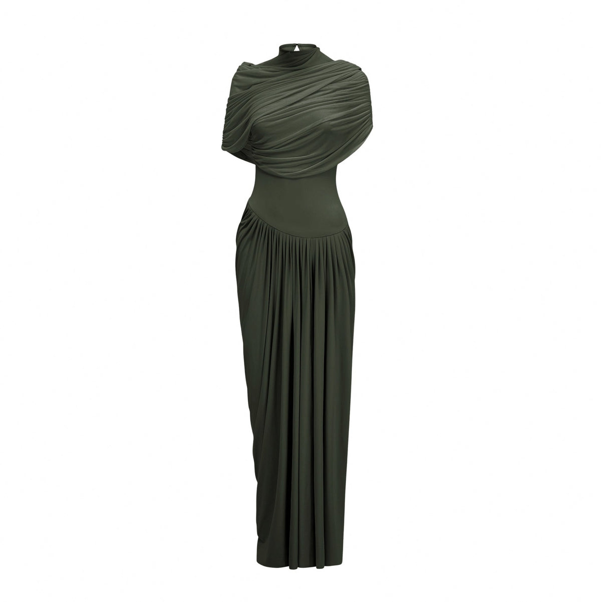 Draped Cap Sleeve Maxi Dress