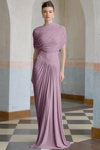Draped Cap Sleeve Maxi Dress