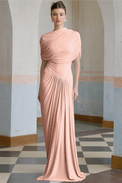 Draped Cap Sleeve Maxi Dress