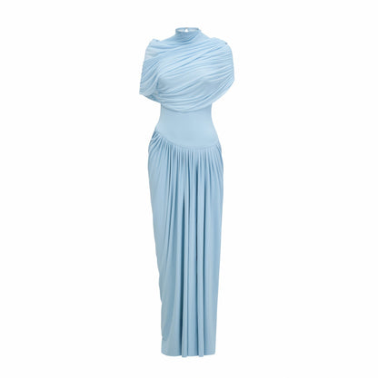 Draped Cap Sleeve Maxi Dress