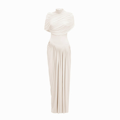 Draped Cap Sleeve Maxi Dress