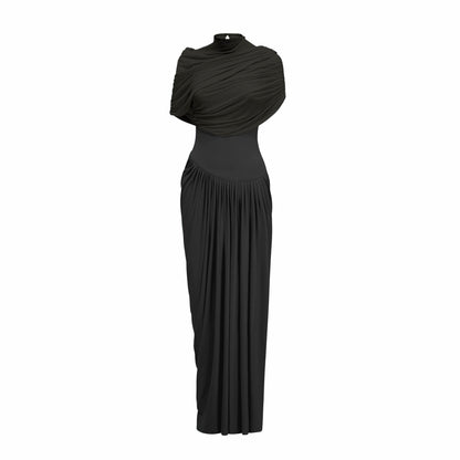Draped Cap Sleeve Maxi Dress