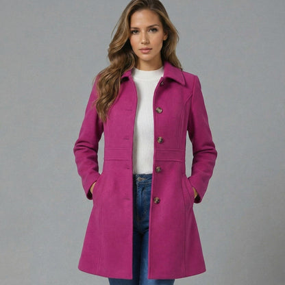 Fitted Collared Long Sleeve Coat