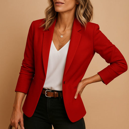 Fitted Long Sleeve Notch Lapel Blazer