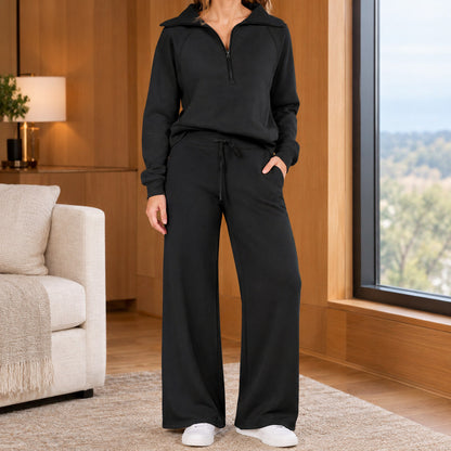 Fleece Half Zip Long Sleeve Matching Set
