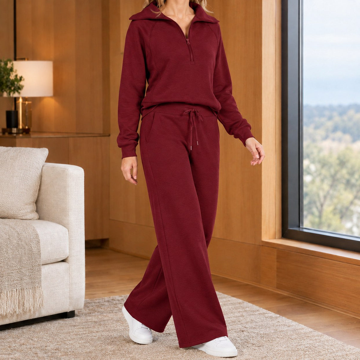 Fleece Half Zip Long Sleeve Matching Set