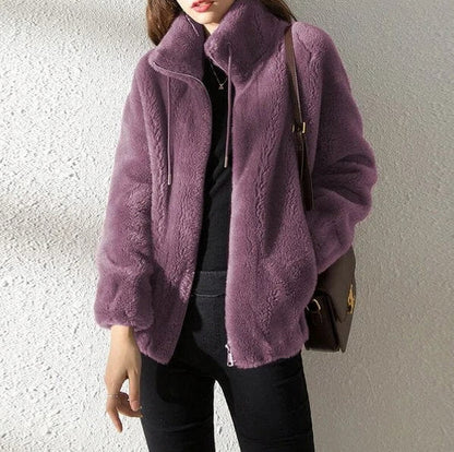Fleece Zip Front Long Sleeve Jacket