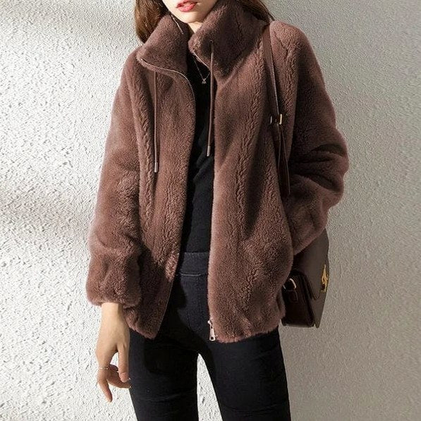 Fleece Zip Front Long Sleeve Jacket