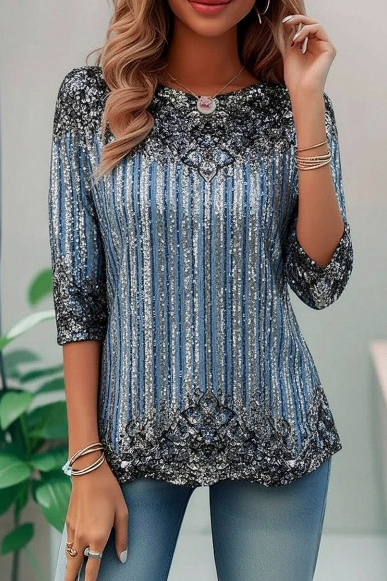 Geometric 3/4 Sleeve Tunic Top
