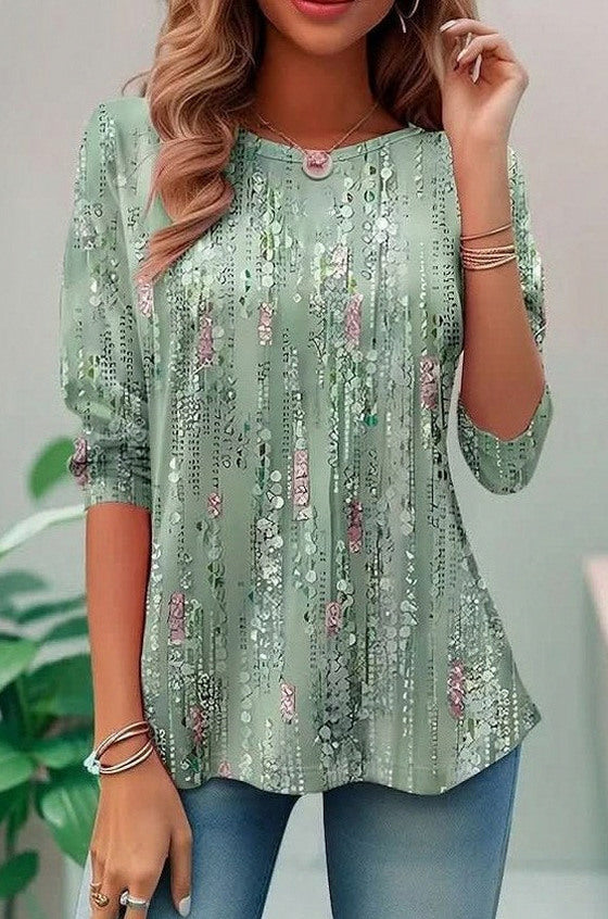 Geometric 3/4 Sleeve Tunic Top