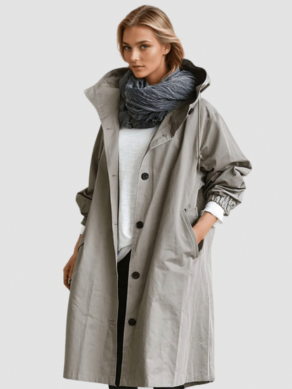 Hooded Long Sleeve Trench Coat