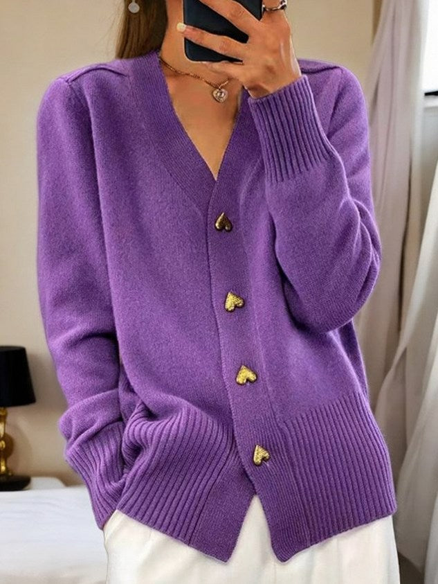 Knit Long Sleeve Button Cardigan