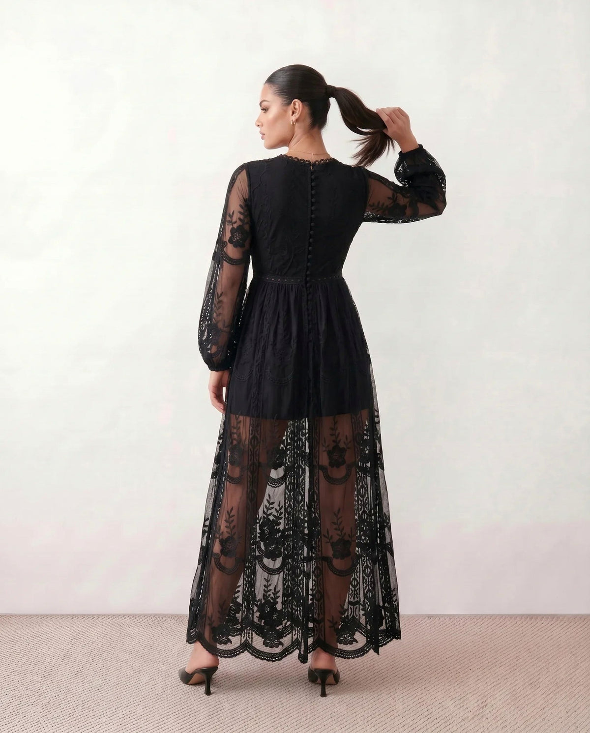 Lace Long Sleeve Maxi Dress