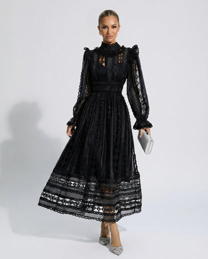 Lace Long Sleeve Midi Dress