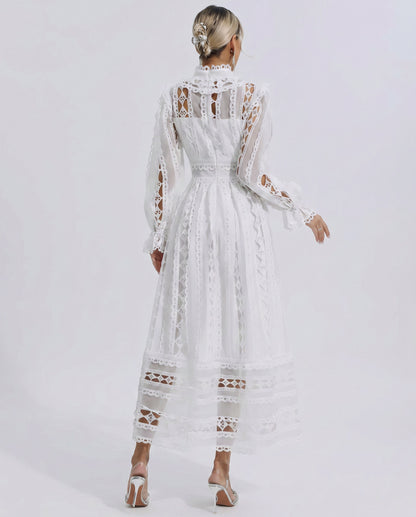 Lace Long Sleeve Midi Dress