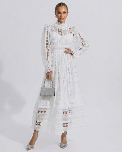 Lace Long Sleeve Midi Dress