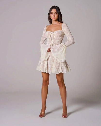 Lace Long Sleeve Mini Dress