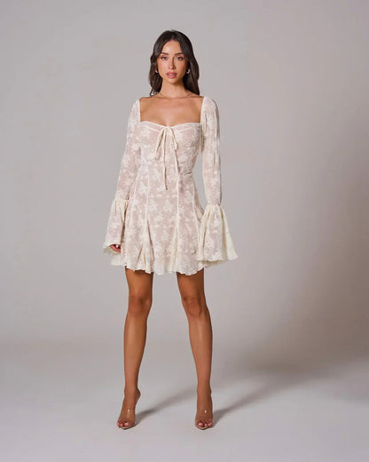 Lace Long Sleeve Mini Dress