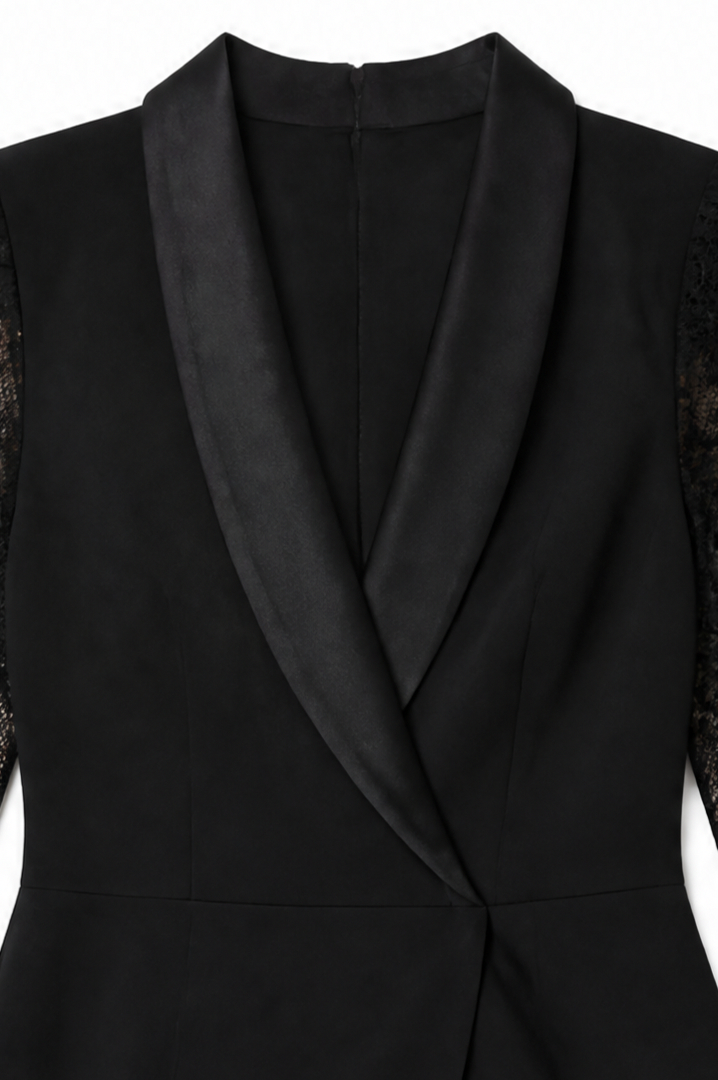 Lace Long Sleeve Wrap Blazer Dress