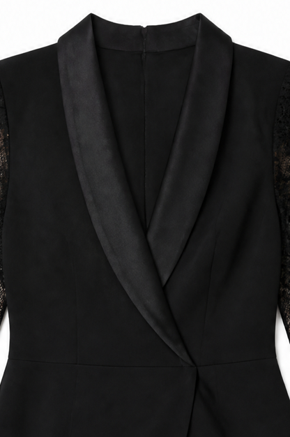 Lace Long Sleeve Wrap Blazer Dress