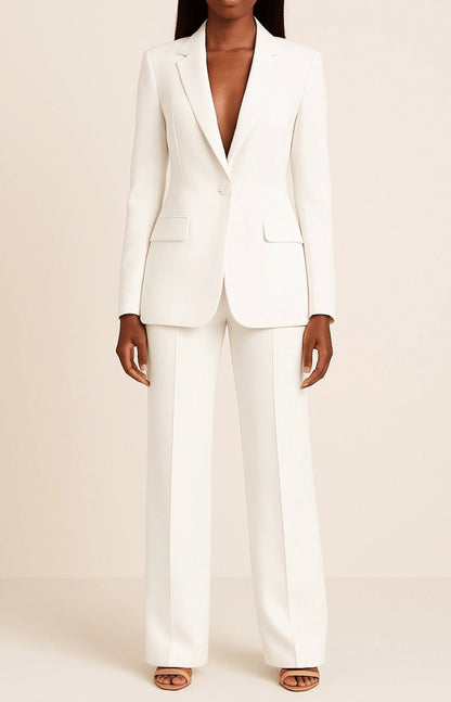 Long Sleeve Blazer and Wide Leg Pants Set