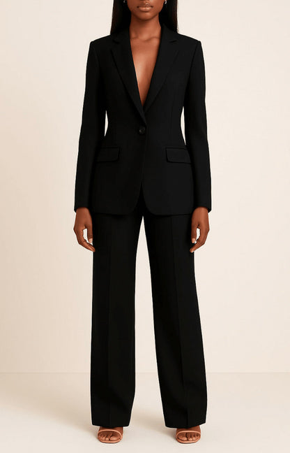 Long Sleeve Blazer and Wide Leg Pants Set