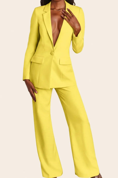 Long Sleeve Blazer and Wide Leg Pants Set