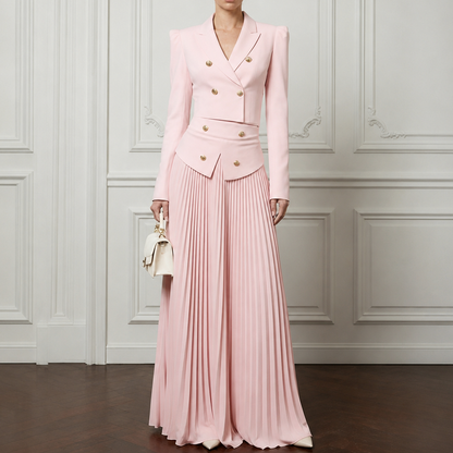 Long Sleeve Double Breasted Blazer Maxi Set