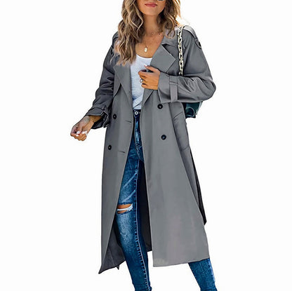 Long Sleeve Lapel Trench Coat