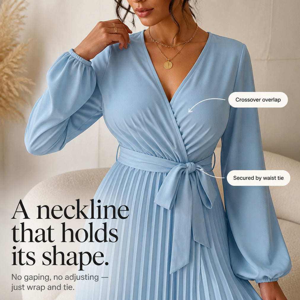 Long Sleeve Pleated Maxi Dress