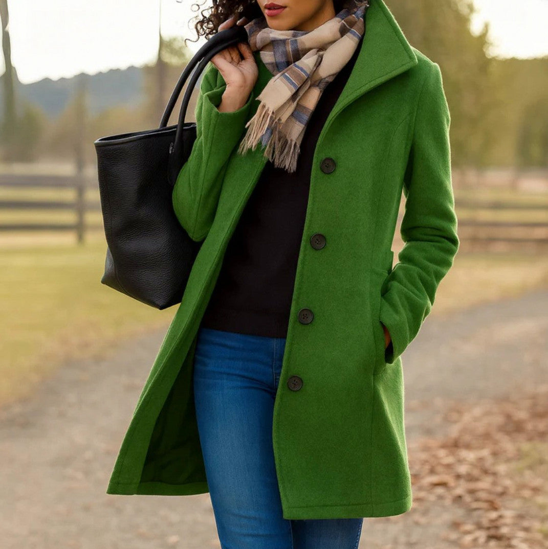 Long Sleeve Stand Collar Coat