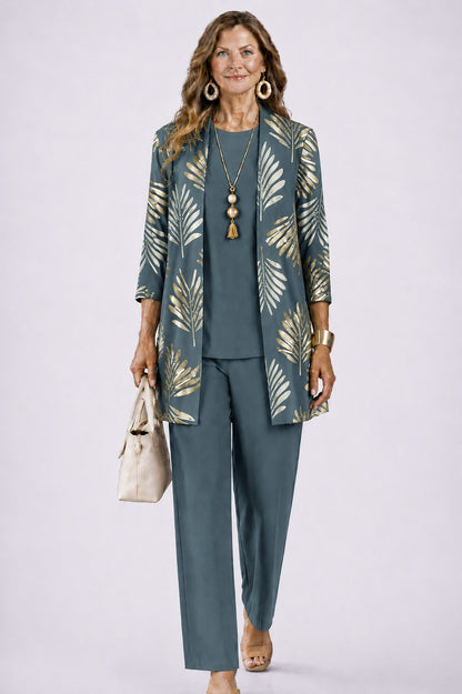 Metallic Leaf 3/4 Sleeve Matching Set