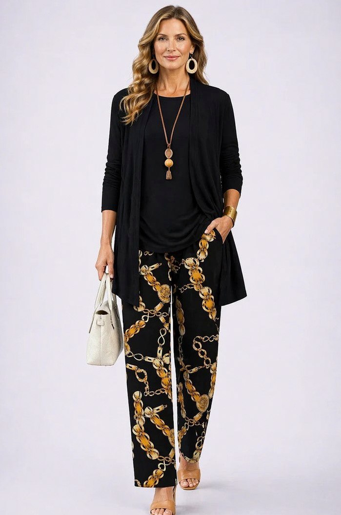 Metallic Leaf 3/4 Sleeve Matching Set