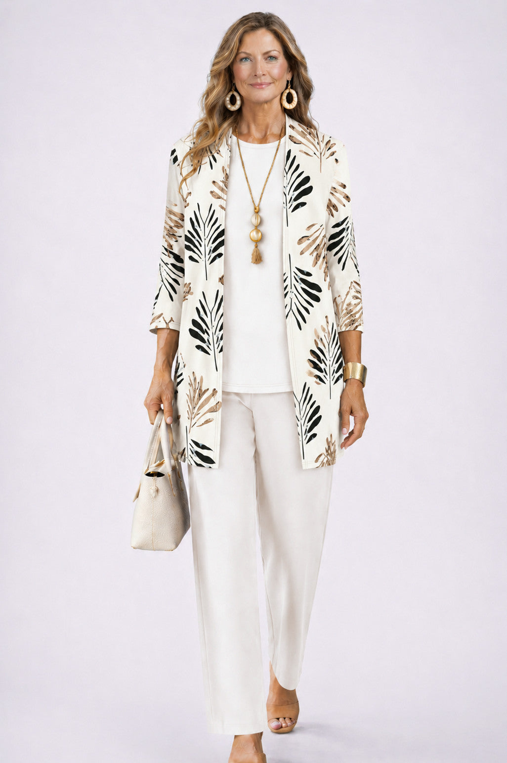 Metallic Leaf 3/4 Sleeve Matching Set