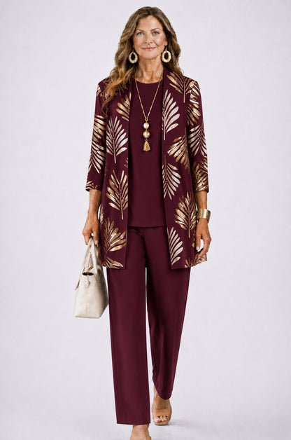 Metallic Leaf 3/4 Sleeve Matching Set