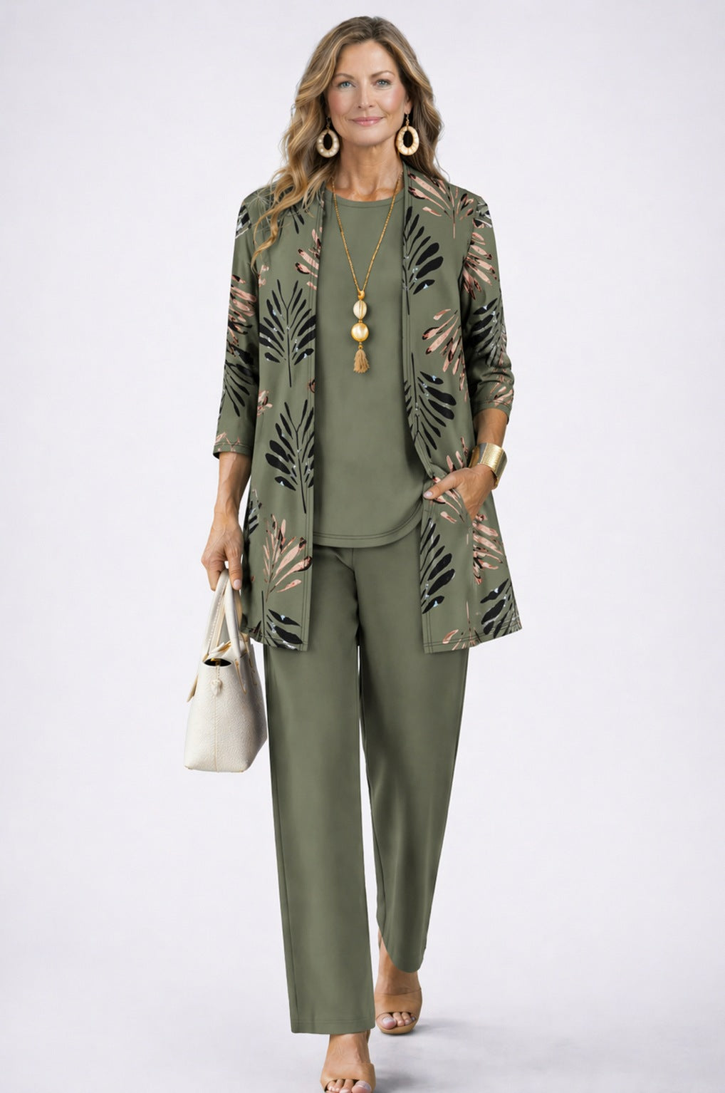 Metallic Leaf 3/4 Sleeve Matching Set
