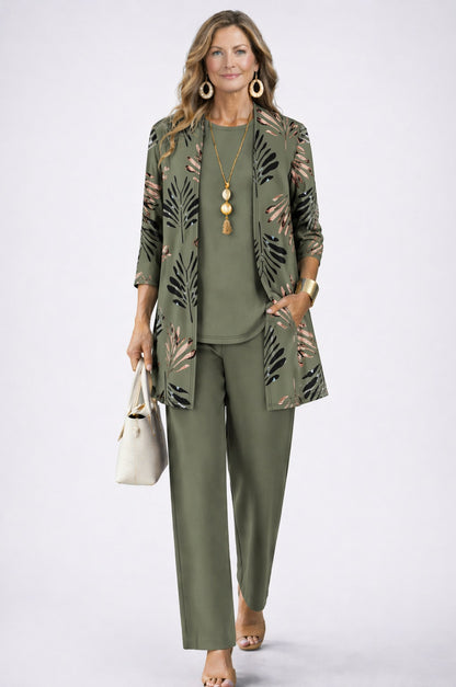 Metallic Leaf 3/4 Sleeve Matching Set