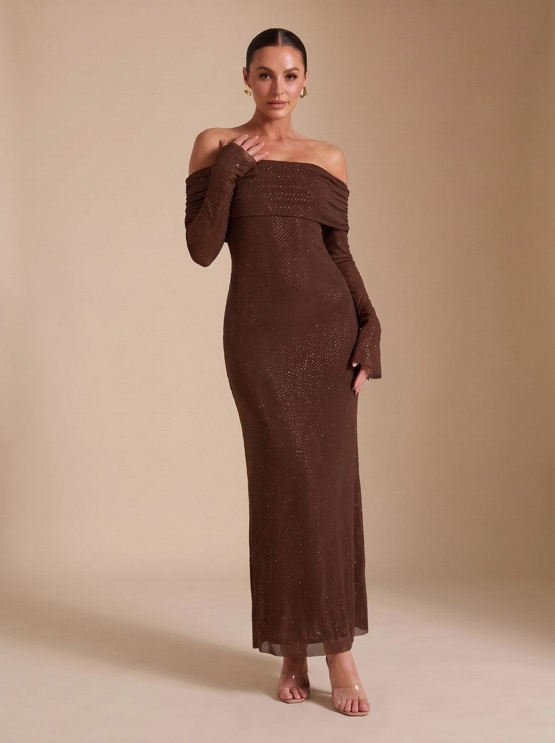 Long Sleeve Off Shoulder Maxi Dress