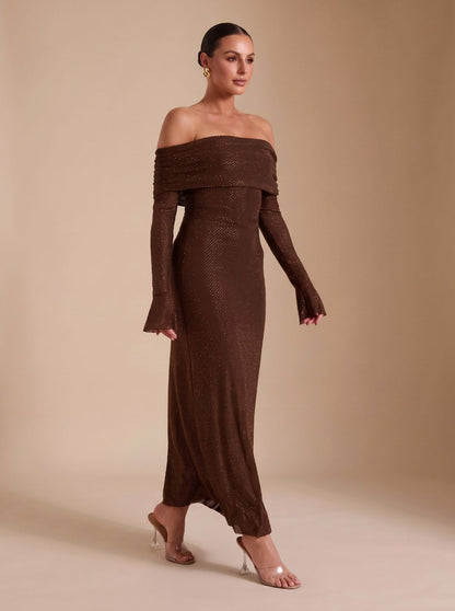 Long Sleeve Off Shoulder Maxi Dress