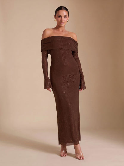 Long Sleeve Off Shoulder Maxi Dress