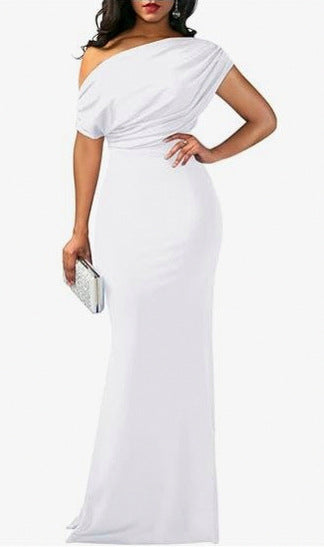 One Shoulder Ruched Maxi Dress